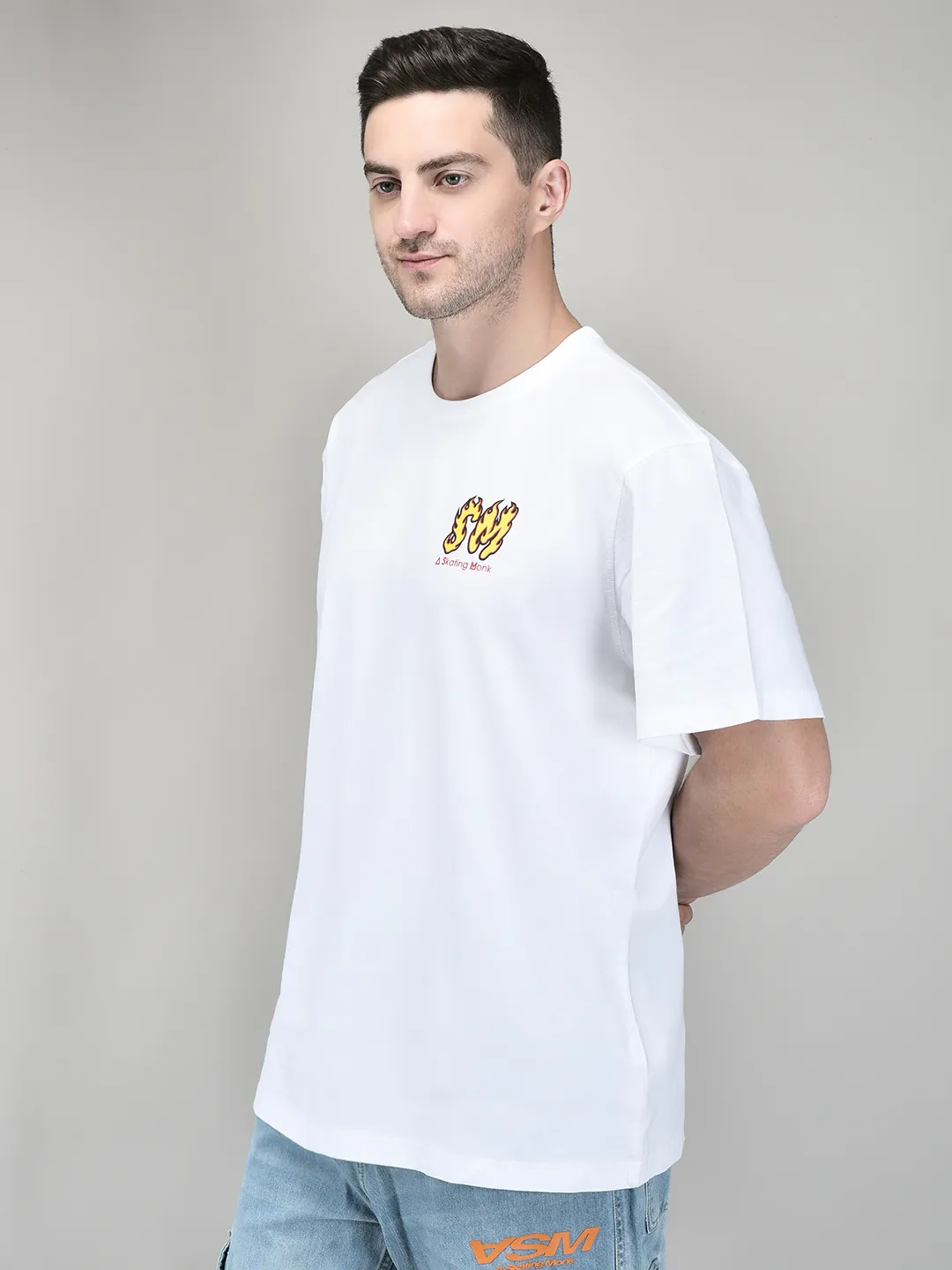 ASM Classic White Cotton Round Neck T-Shirt - Thumbnail 3