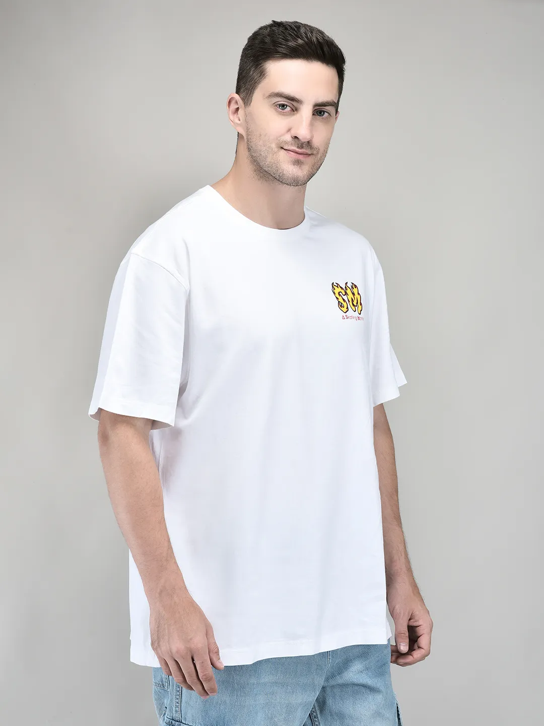 ASM Classic White Cotton Round Neck T-Shirt - Thumbnail 4