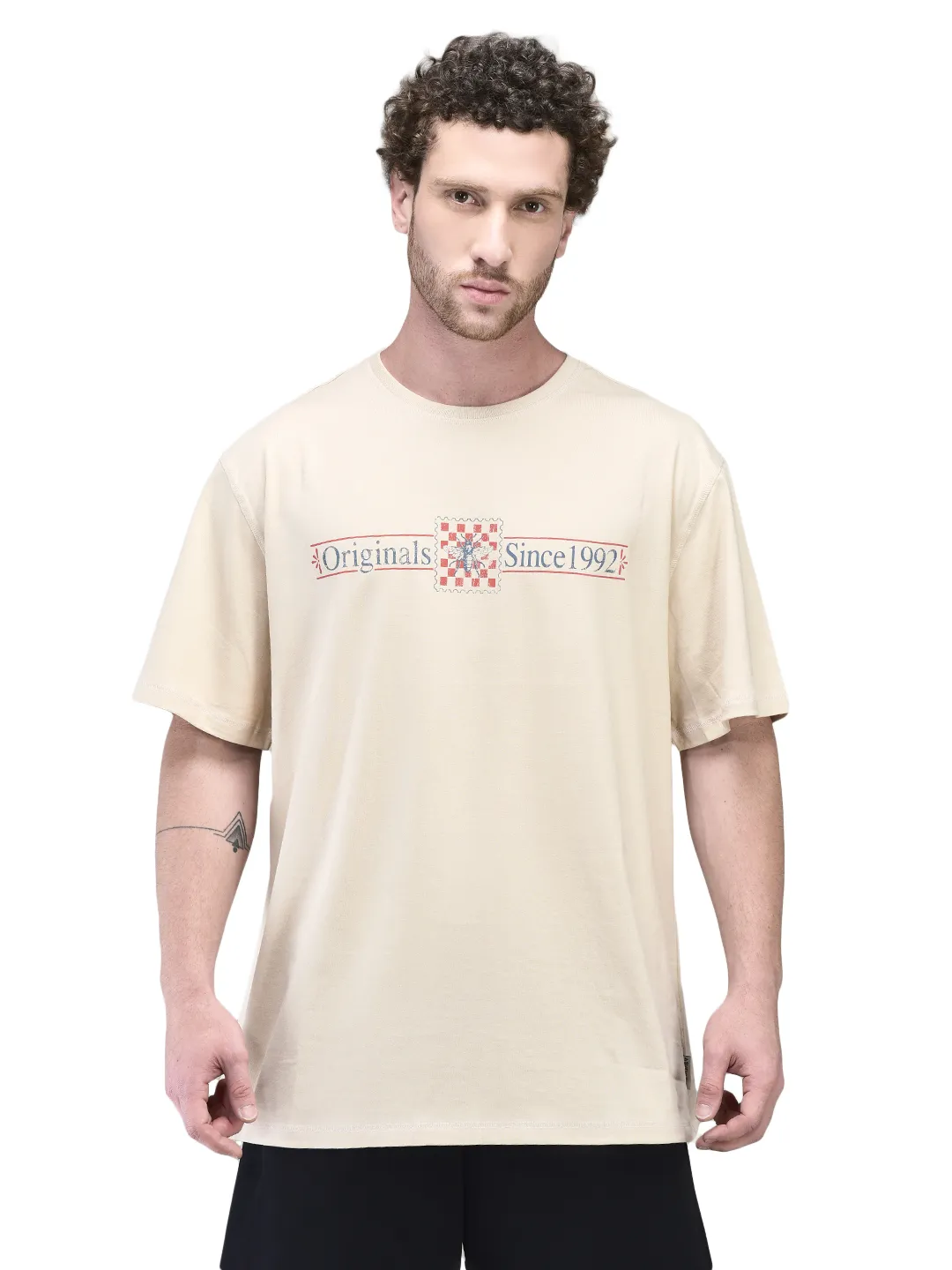 Bleached Sand Cotton Round Neck T-Shirt - Thumbnail 2