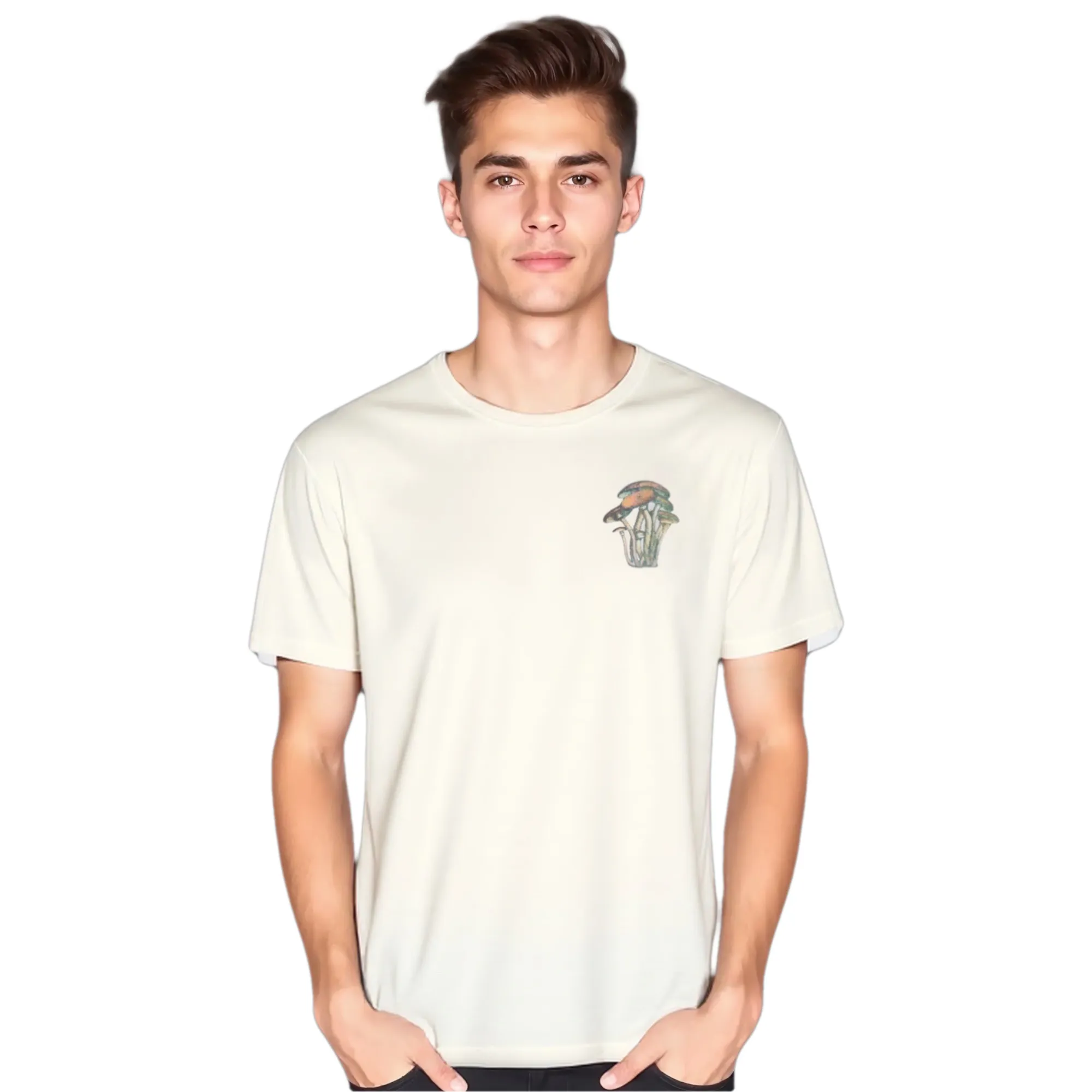 Ecru Unisex Cotton Tshirt - Thumbnail 4