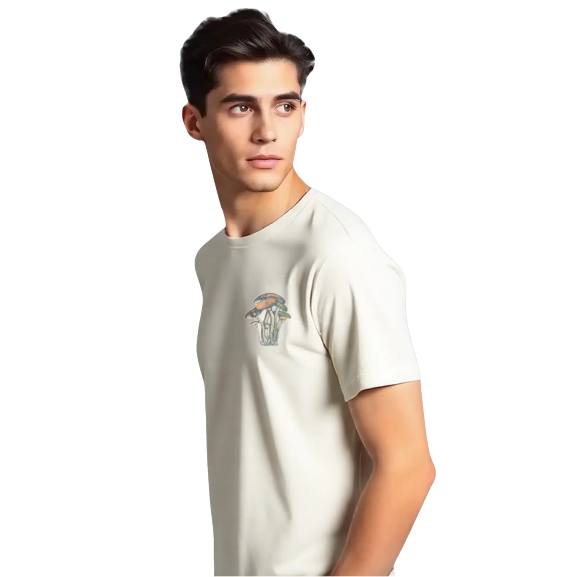 Ecru Unisex Cotton Tshirt - Thumbnail 5