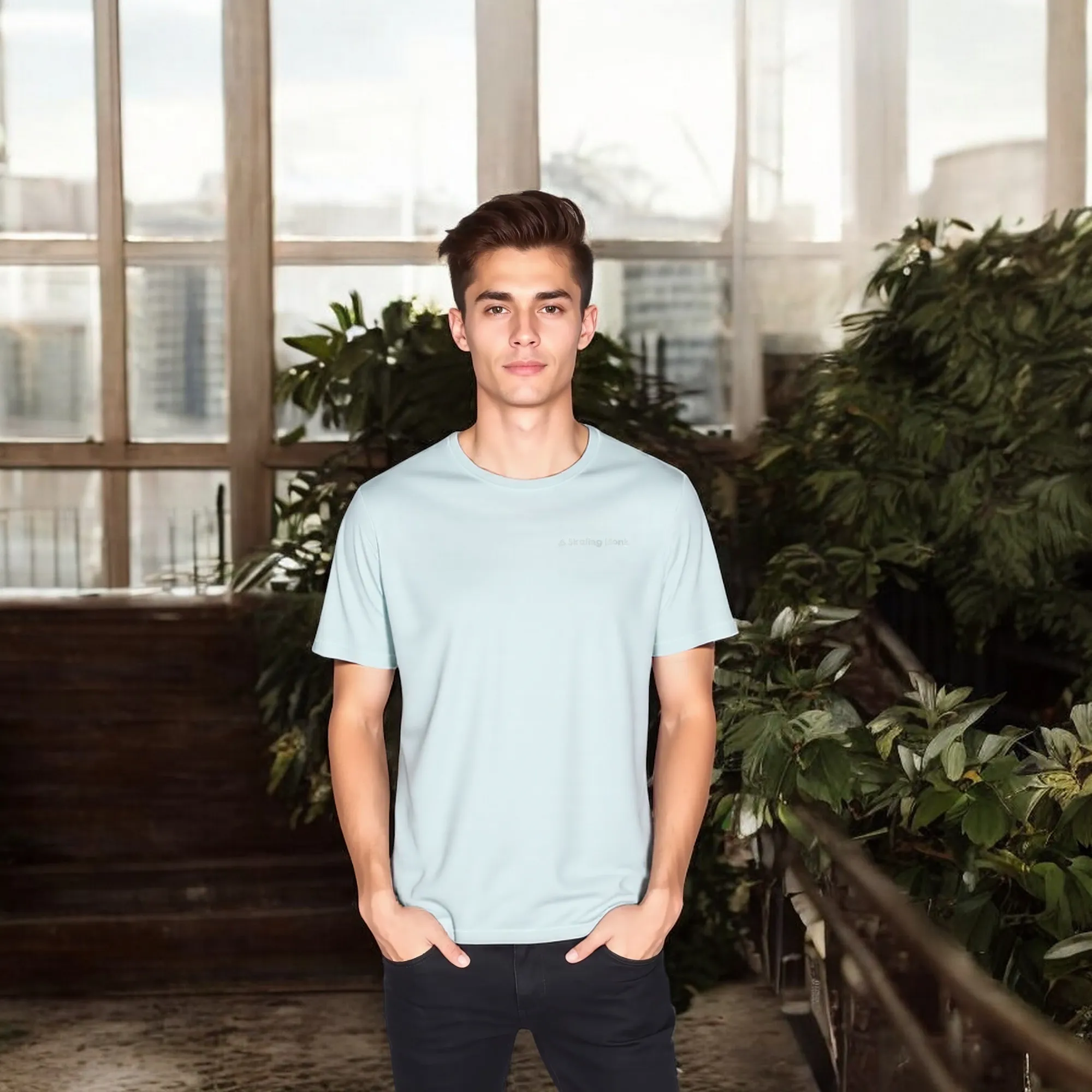 Lily Green Round Neck Cotton T-Shirt - Thumbnail 1