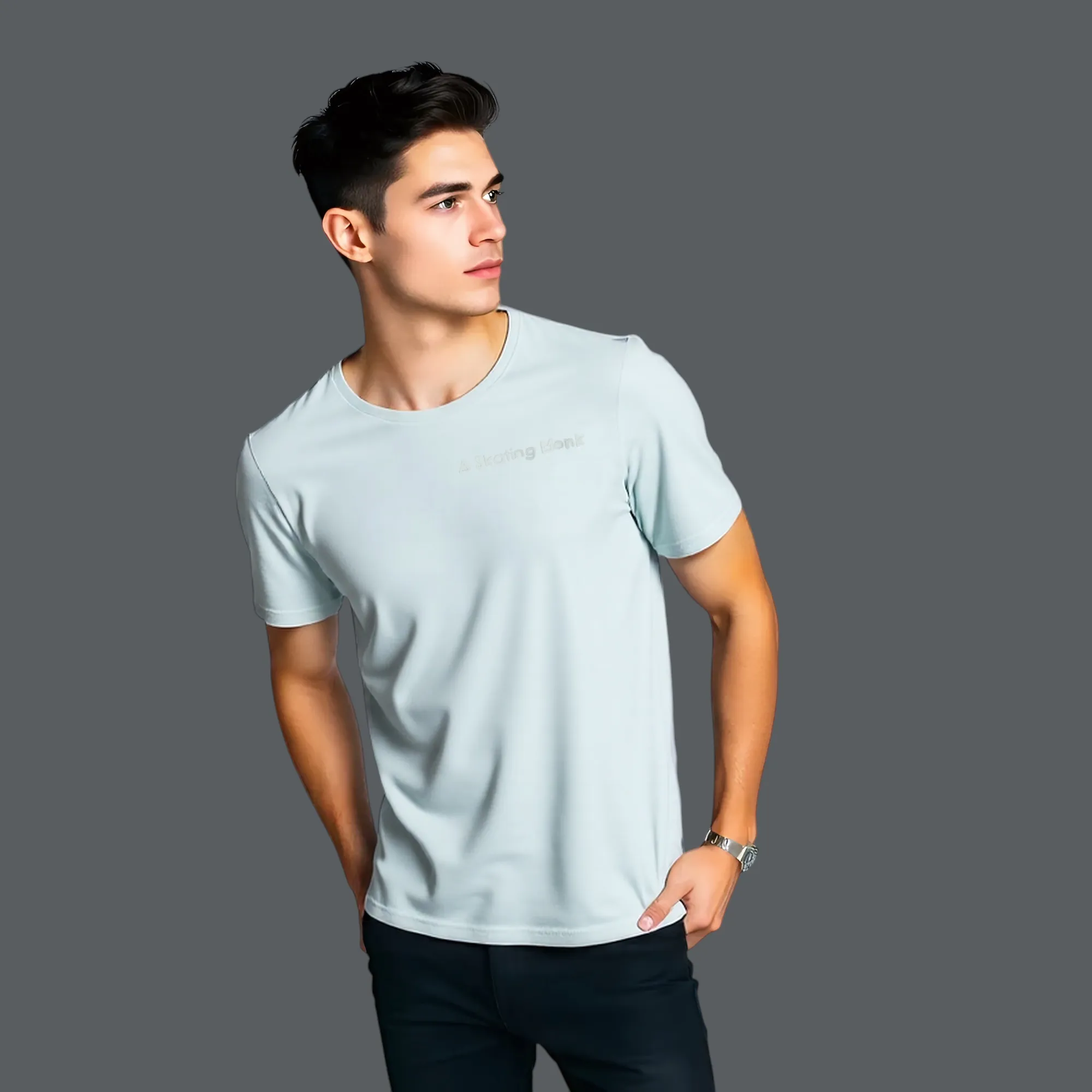 Lily Green Round Neck Cotton T-Shirt - Thumbnail 2