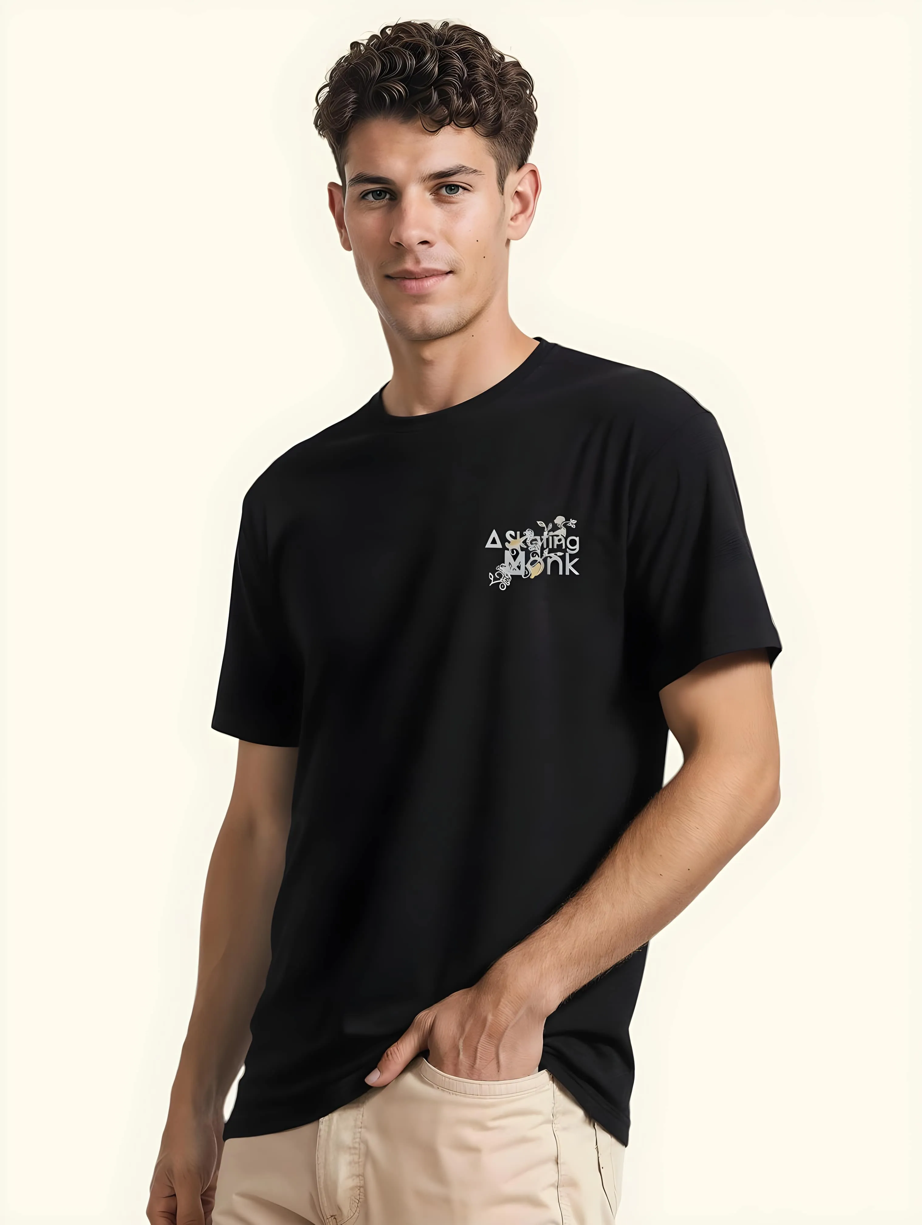 Black Unisex Cotton Tshirt  - Thumbnail 4